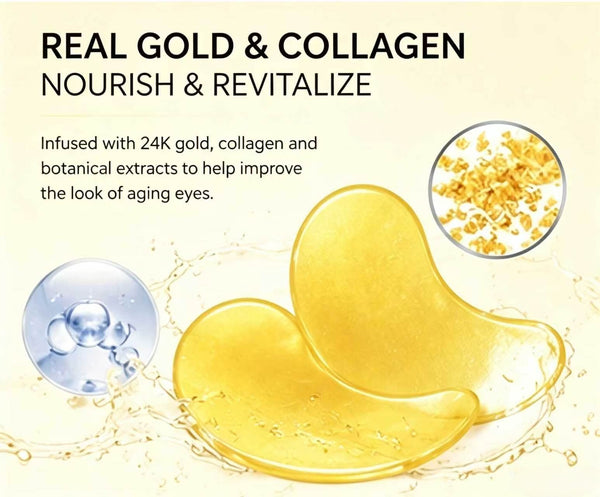 Custata 24K Gold Collagen Eye Patches – Anti-Aging Under Eye Masks for Puffiness, Dark Circles & Fine Lines