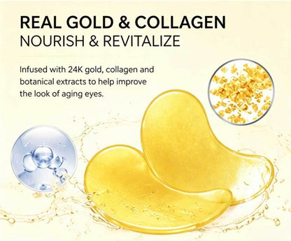Custata 24K Gold Collagen Eye Patches – Anti-Aging Under Eye Masks for Puffiness, Dark Circles & Fine Lines