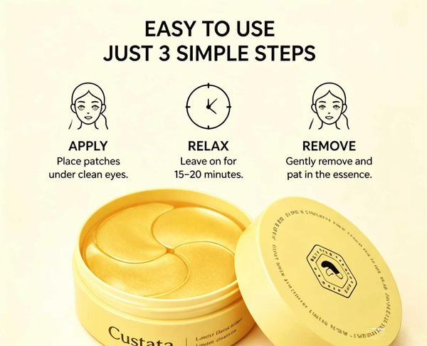 Custata 24K Gold Collagen Eye Patches – Anti-Aging Under Eye Masks for Puffiness, Dark Circles & Fine Lines