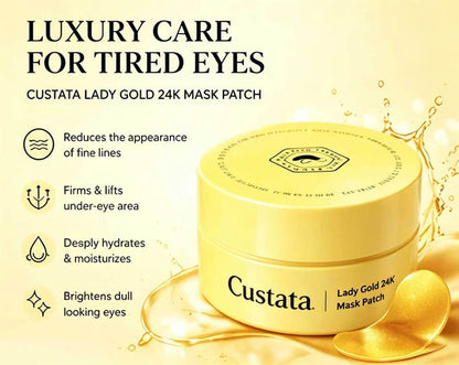 Custata 24K Gold Collagen Eye Patches – Anti-Aging Under Eye Masks for Puffiness, Dark Circles & Fine Lines