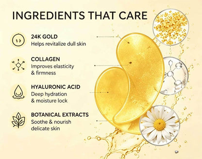 Custata 24K Gold Collagen Eye Patches – Anti-Aging Under Eye Masks for Puffiness, Dark Circles & Fine Lines
